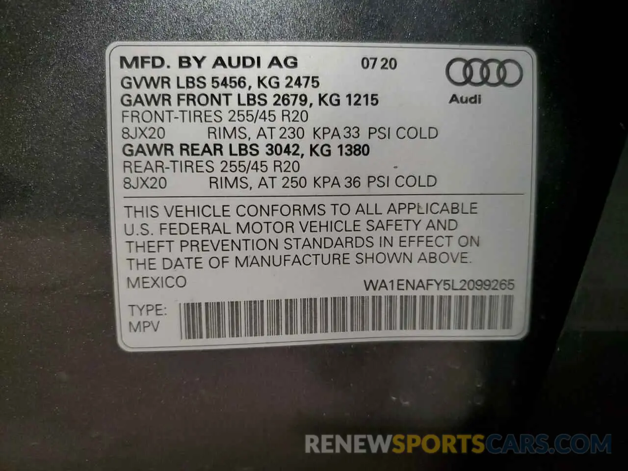 14 Фотография поврежденного автомобиля WA1ENAFY5L2099265 AUDI Q5 2020