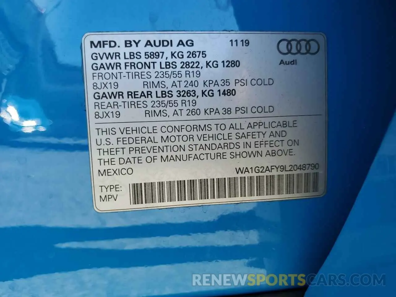 14 Фотография поврежденного автомобиля WA1G2AFY9L2048790 AUDI Q5 2020