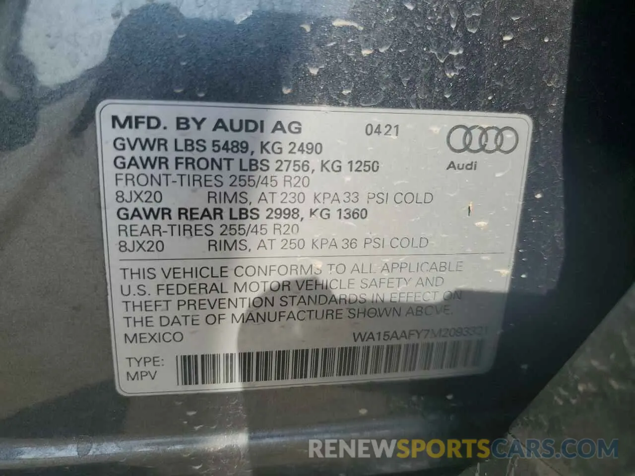 13 Фотография поврежденного автомобиля WA15AAFY7M2093321 AUDI Q5 2021