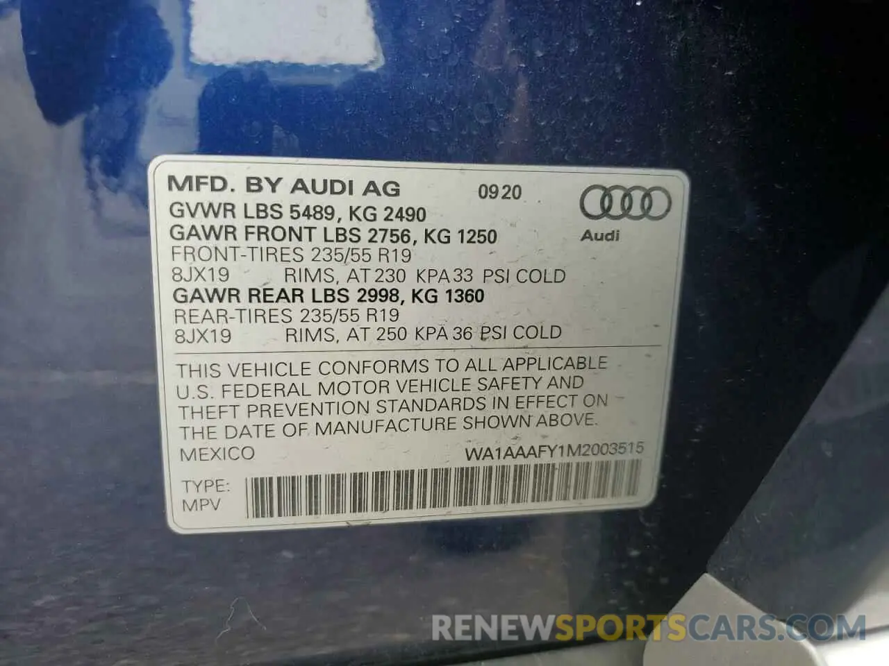13 Фотография поврежденного автомобиля WA1AAAFY1M2003515 AUDI Q5 2021