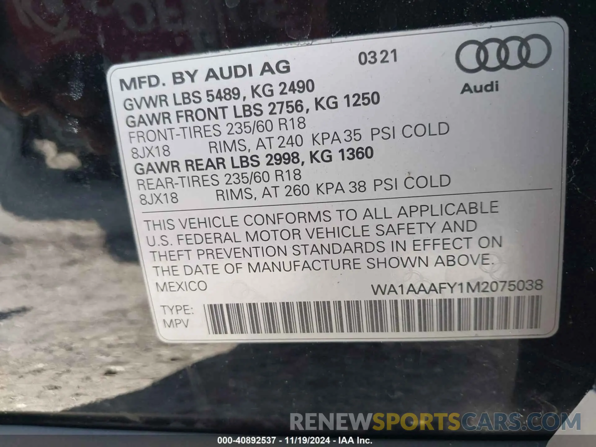 9 Photograph of a damaged car WA1AAAFY1M2075038 AUDI Q5 2021