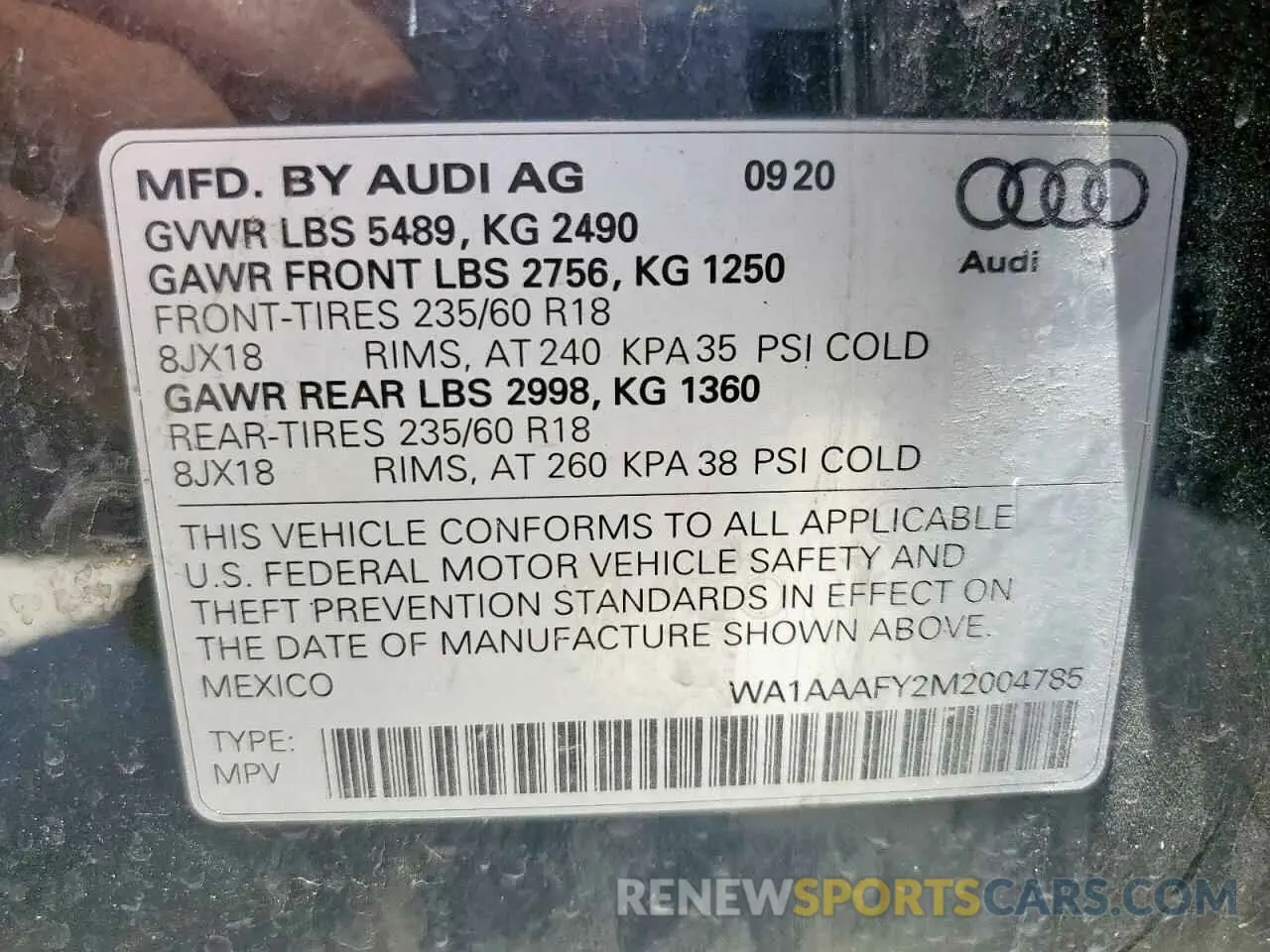 13 Фотография поврежденного автомобиля WA1AAAFY2M2004785 AUDI Q5 2021