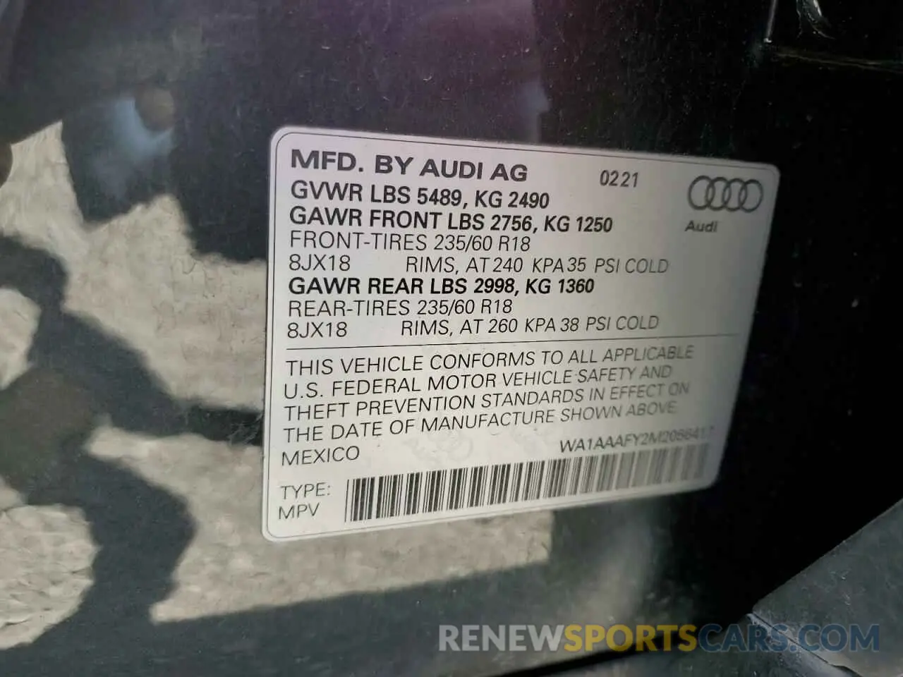 12 Photograph of a damaged car WA1AAAFY2M2056417 AUDI Q5 2021