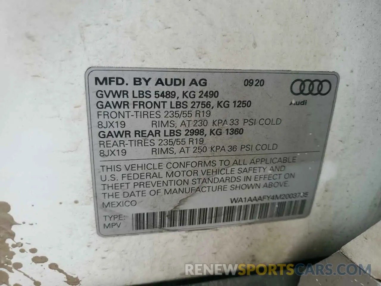 14 Фотография поврежденного автомобиля WA1AAAFY4M2003735 AUDI Q5 2021