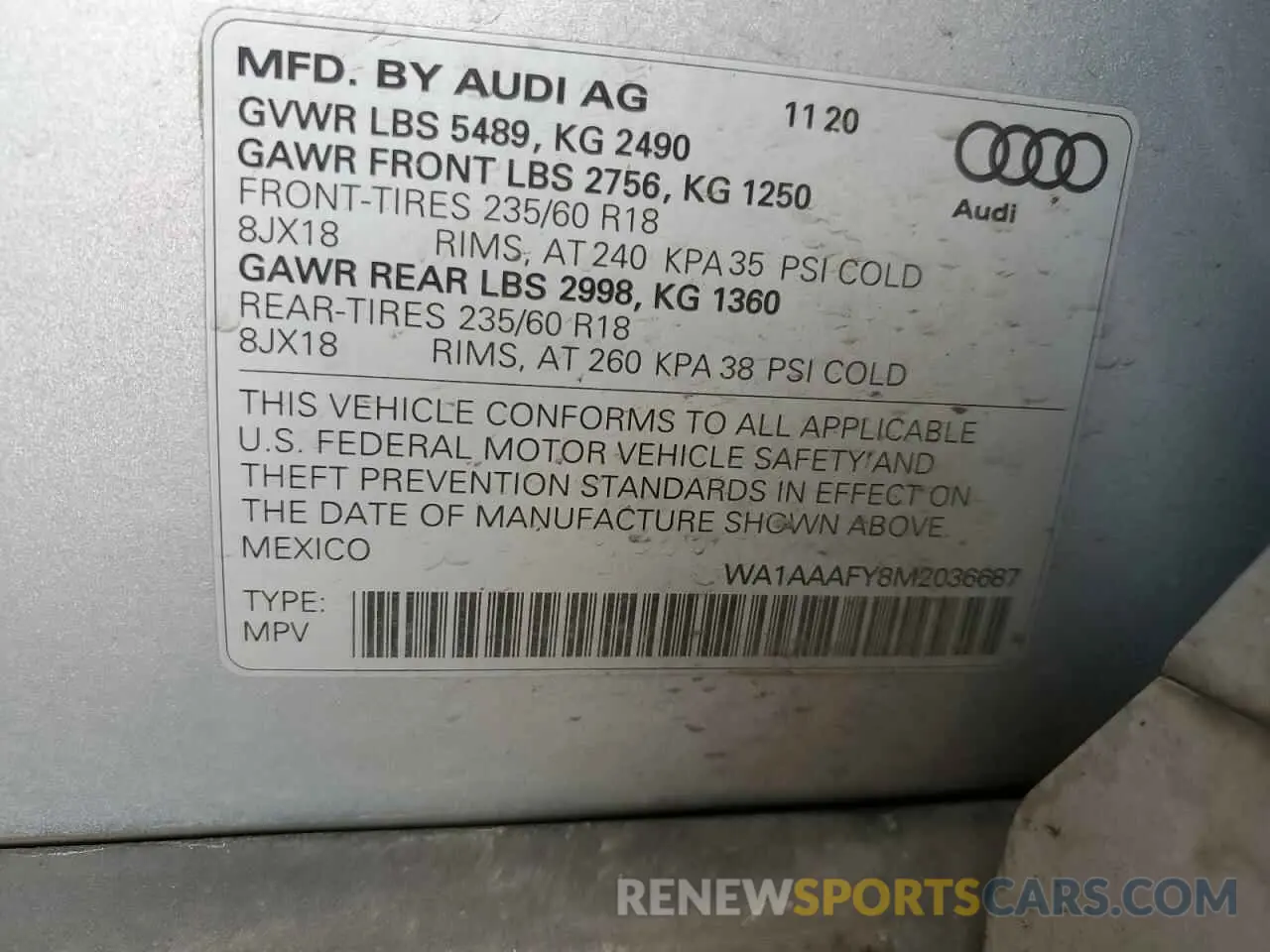 13 Фотография поврежденного автомобиля WA1AAAFY8M2036687 AUDI Q5 2021