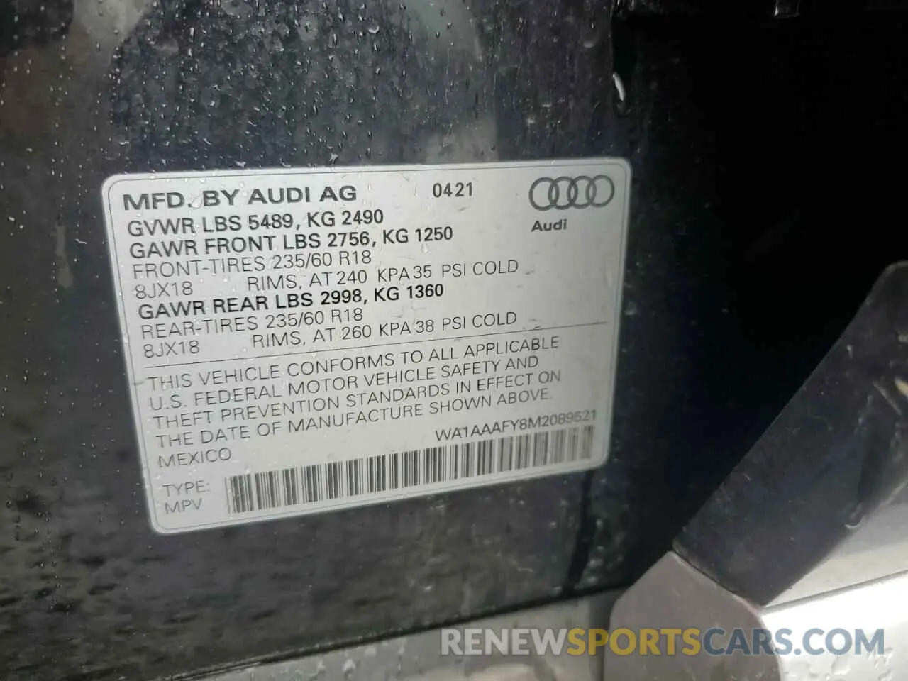 12 Photograph of a damaged car WA1AAAFY8M2089521 AUDI Q5 2021