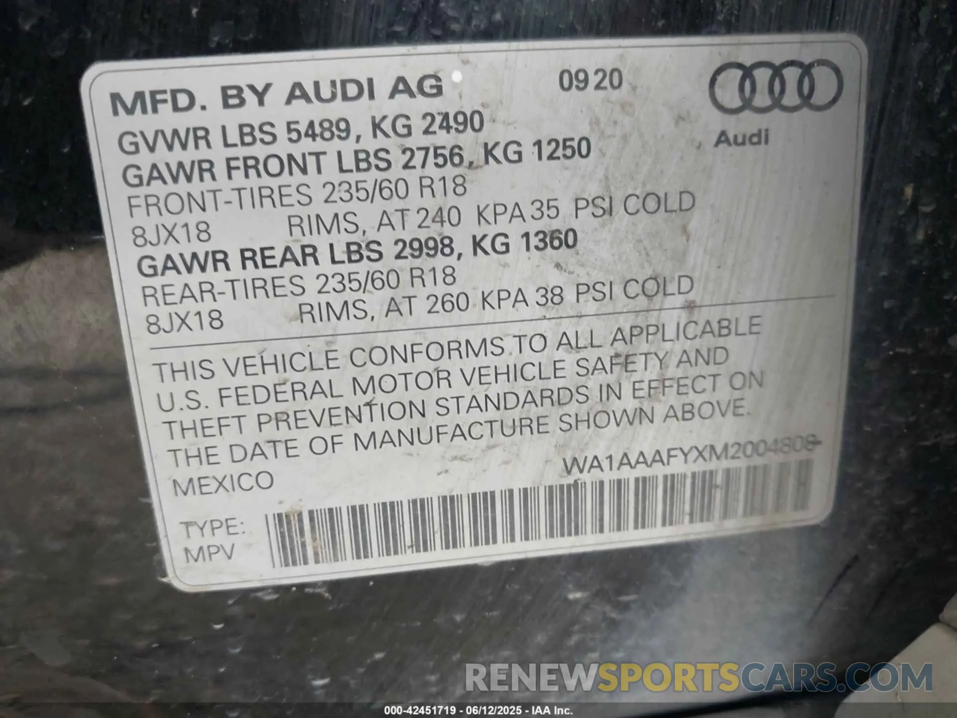 9 Фотография поврежденного автомобиля WA1AAAFYXM2004808 AUDI Q5 2021