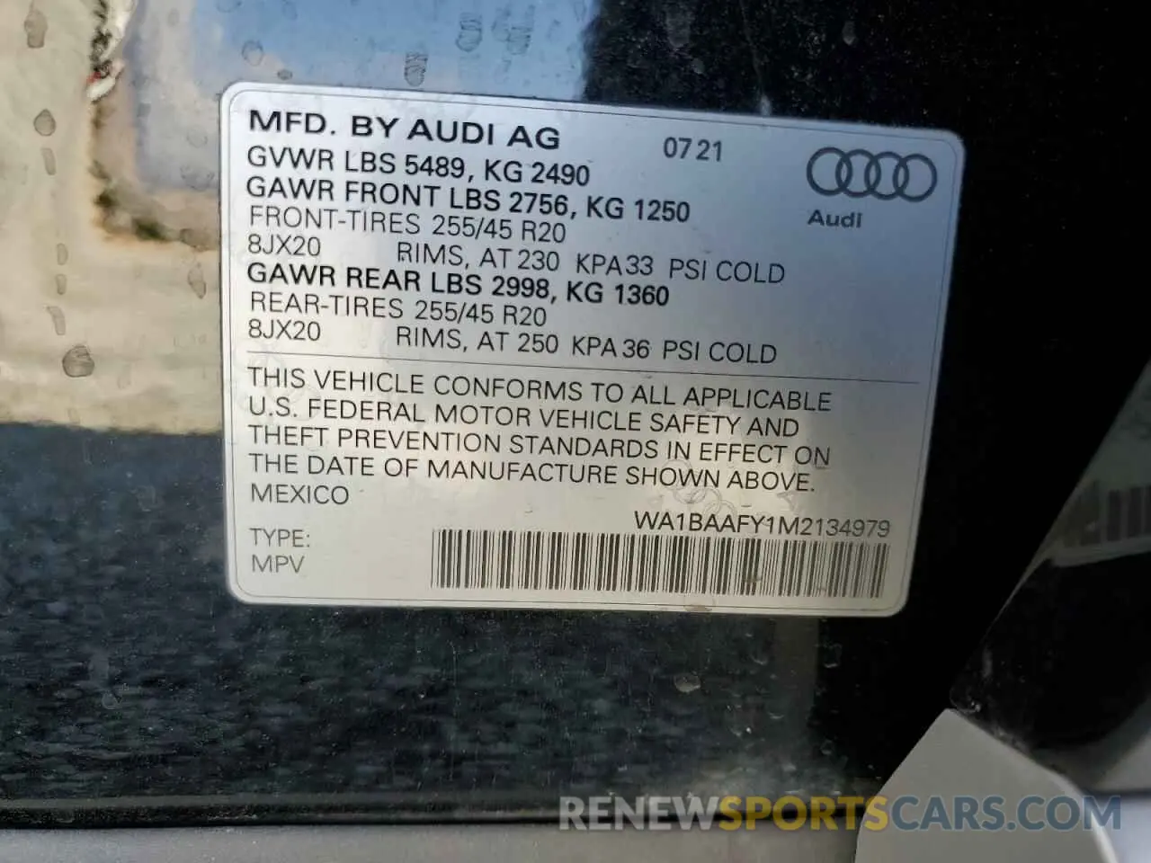 15 Photograph of a damaged car WA1BAAFY1M2134979 AUDI Q5 2021