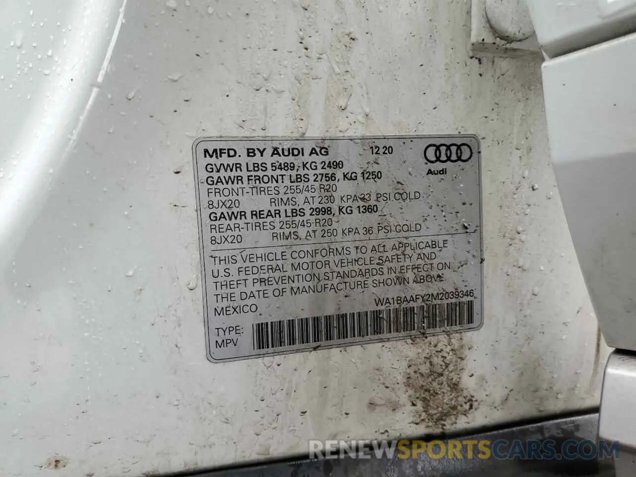 13 Фотография поврежденного автомобиля WA1BAAFY2M2039346 AUDI Q5 2021