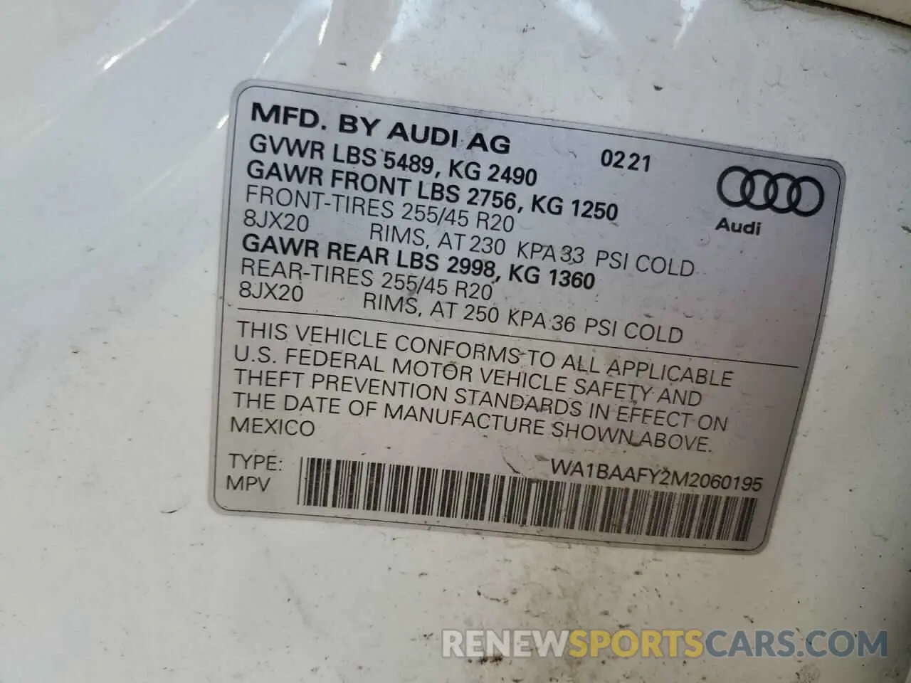 12 Фотография поврежденного автомобиля WA1BAAFY2M2060195 AUDI Q5 2021