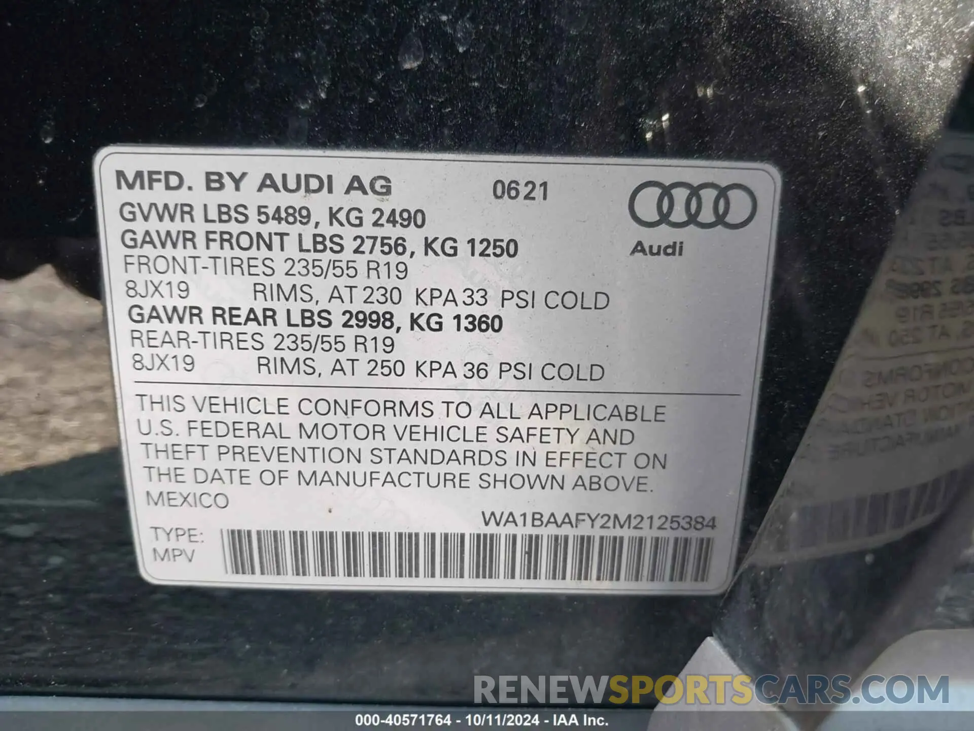 9 Фотография поврежденного автомобиля WA1BAAFY2M2125384 AUDI Q5 2021