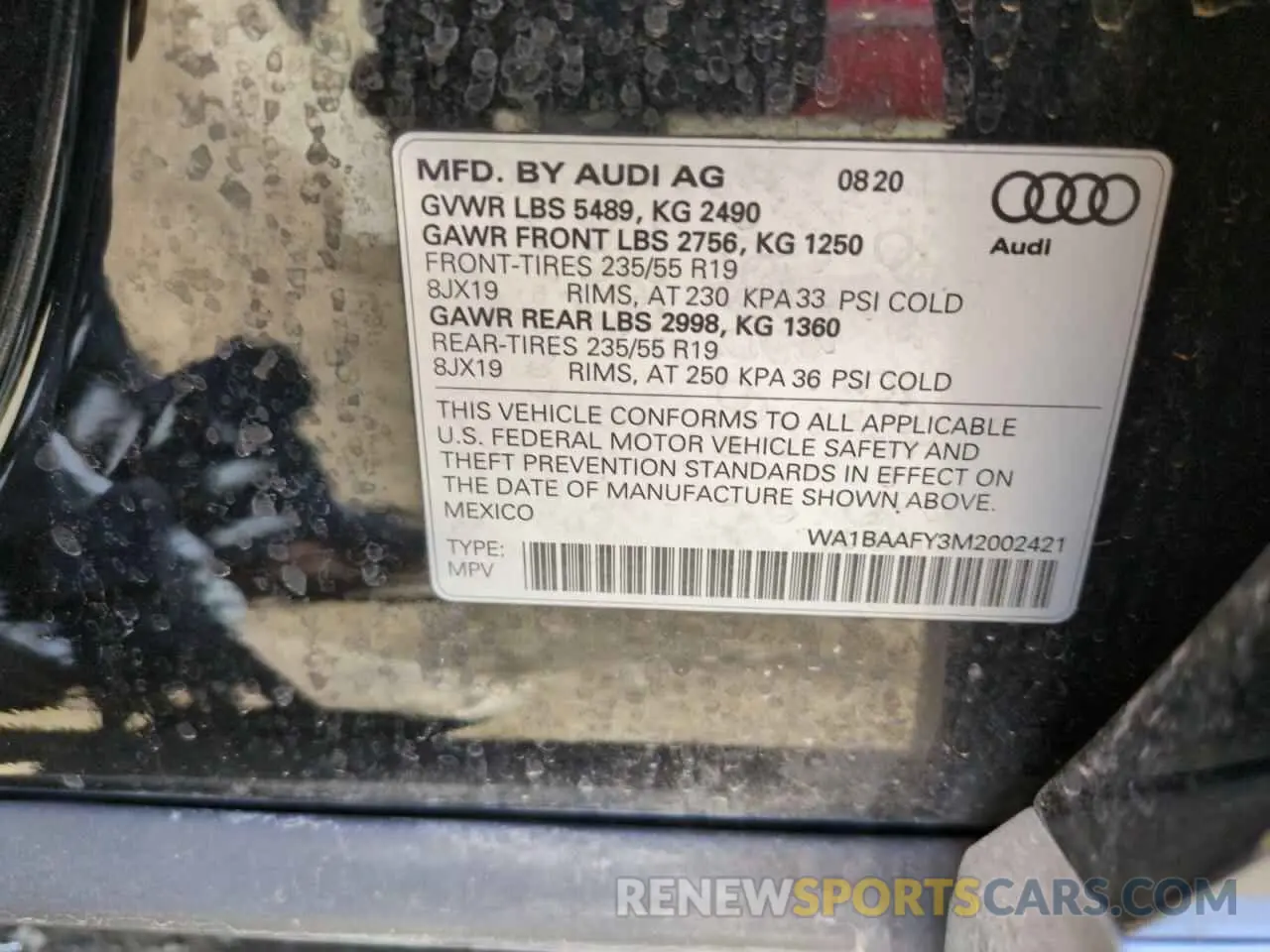 14 Photograph of a damaged car WA1BAAFY3M2002421 AUDI Q5 2021