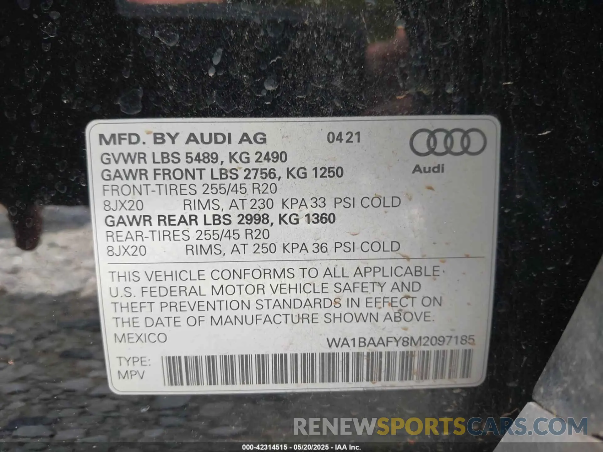 9 Photograph of a damaged car WA1BAAFY8M2097185 AUDI Q5 2021