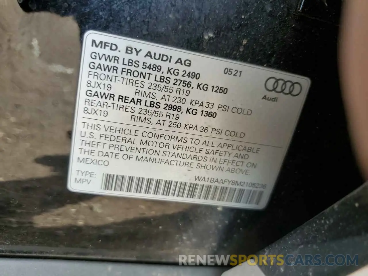 14 Фотография поврежденного автомобиля WA1BAAFY8M2105236 AUDI Q5 2021
