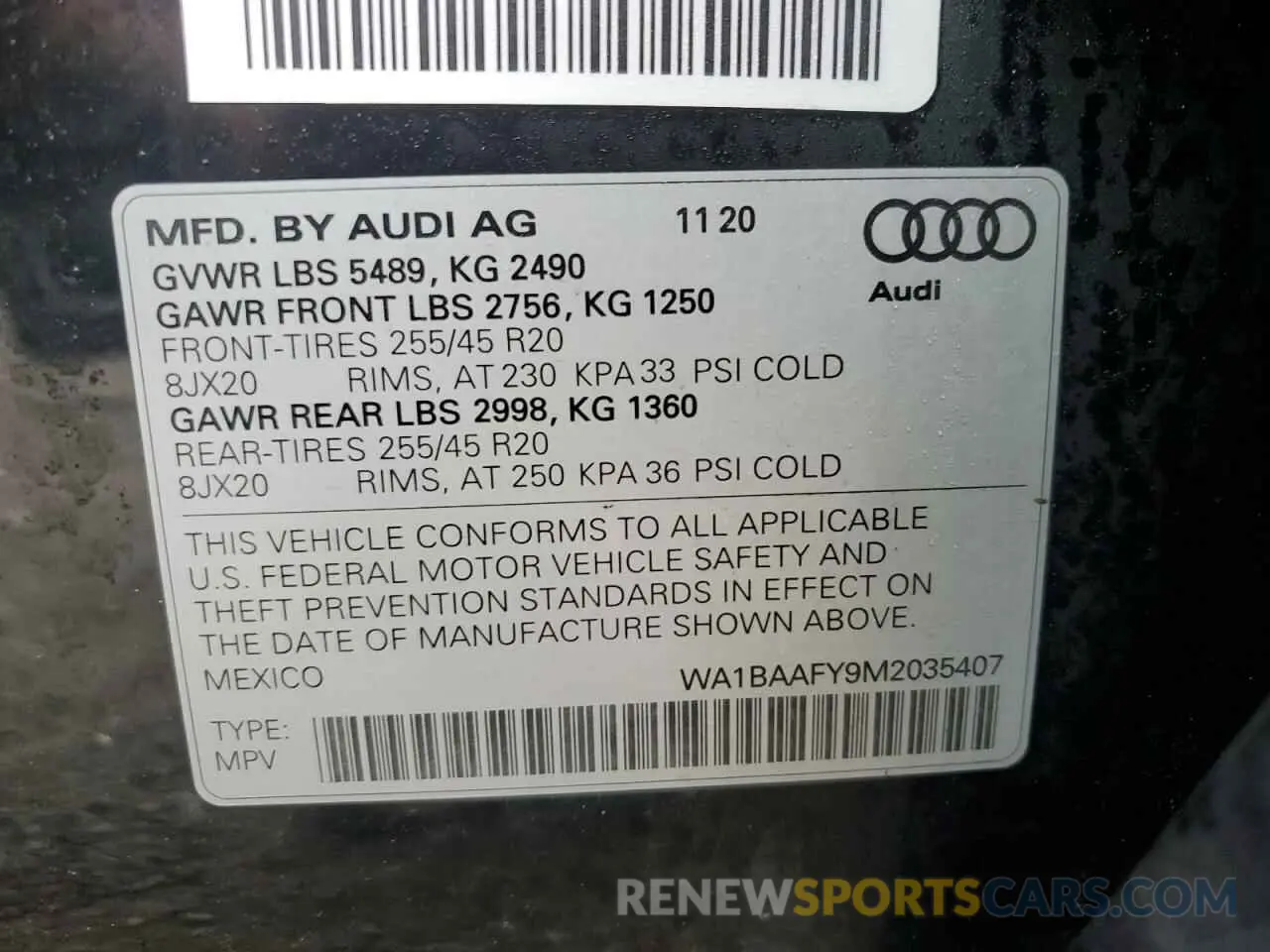 12 Photograph of a damaged car WA1BAAFY9M2035407 AUDI Q5 2021