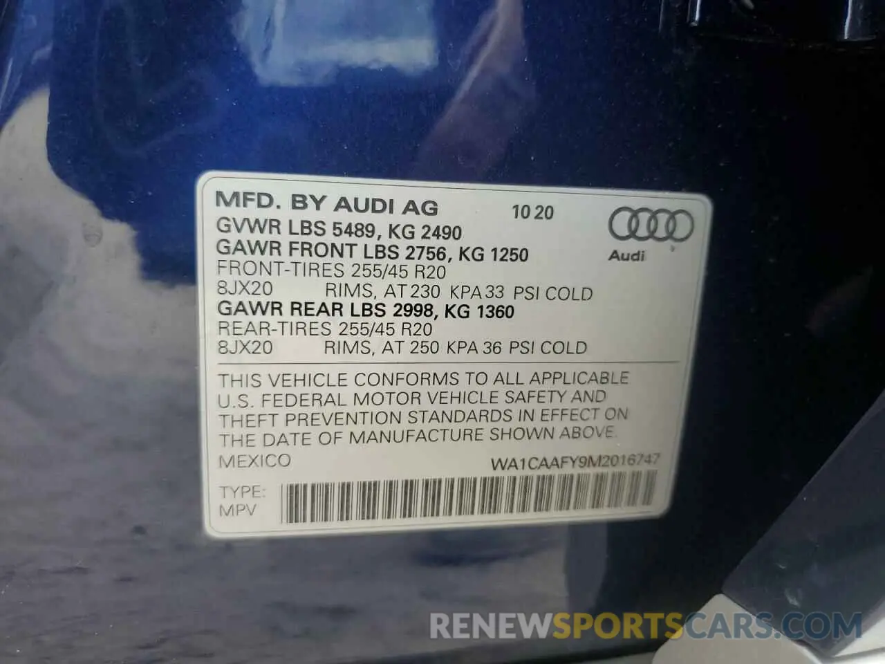 13 Photograph of a damaged car WA1CAAFY9M2016747 AUDI Q5 2021