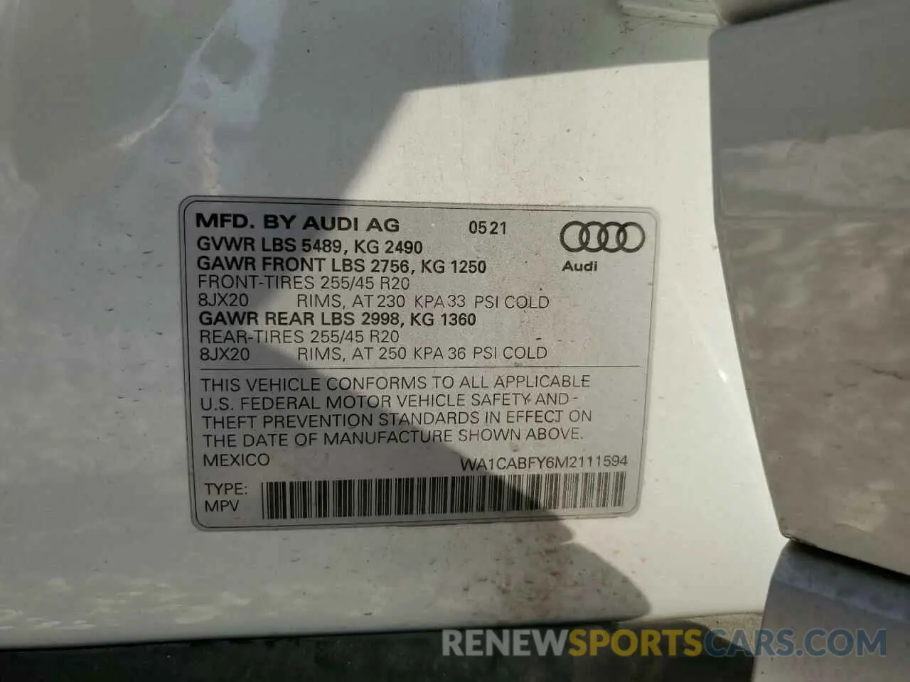 12 Photograph of a damaged car WA1CABFY6M2111594 AUDI Q5 2021