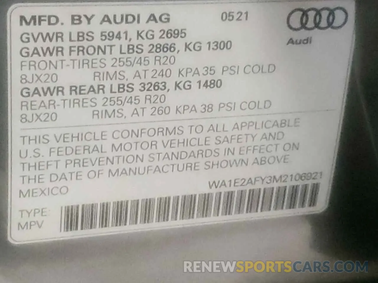14 Фотография поврежденного автомобиля WA1E2AFY3M2106921 AUDI Q5 2021
