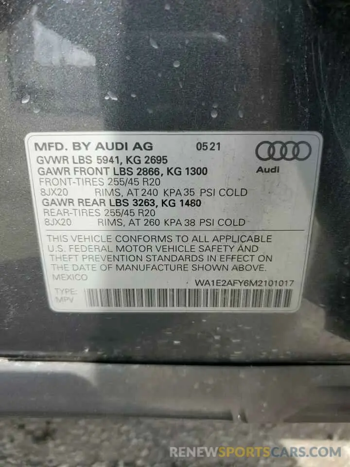 16 Фотография поврежденного автомобиля WA1E2AFY6M2101017 AUDI Q5 2021