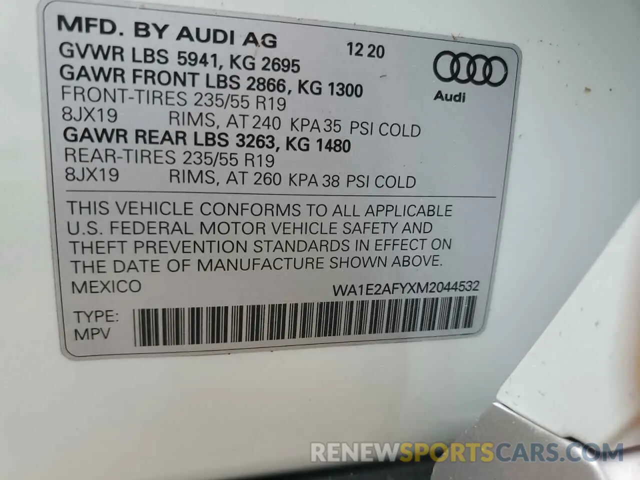 14 Photograph of a damaged car WA1E2AFYXM2044532 AUDI Q5 2021