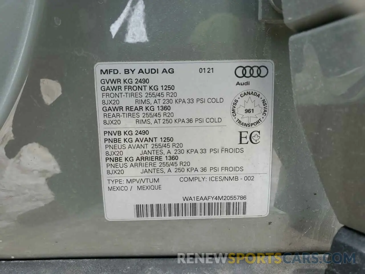 14 Фотография поврежденного автомобиля WA1EAAFY4M2055786 AUDI Q5 2021