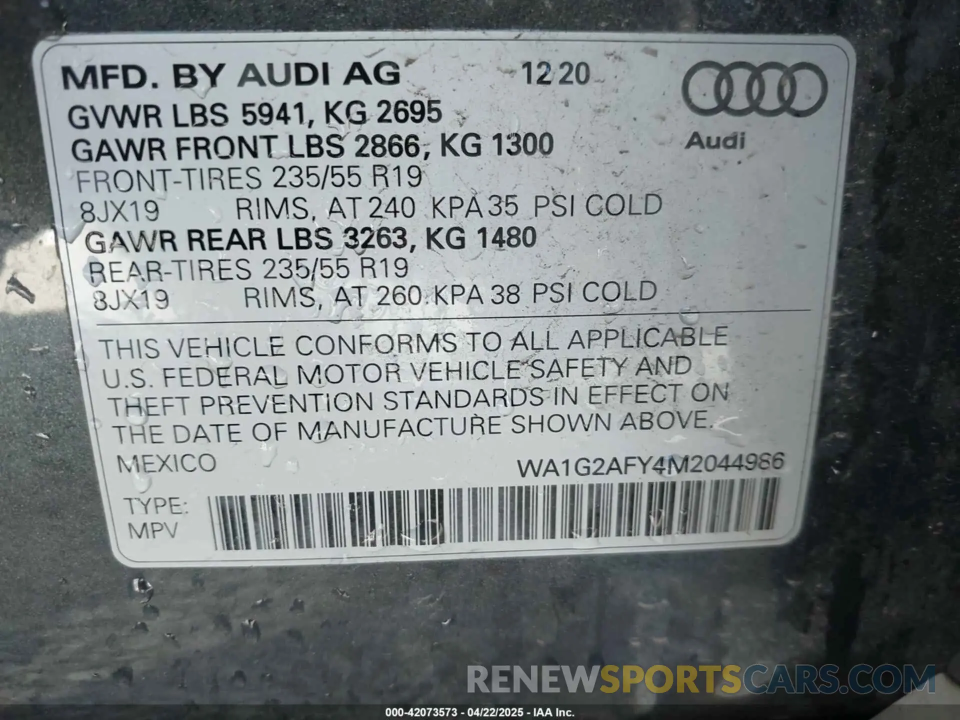 9 Фотография поврежденного автомобиля WA1G2AFY4M2044986 AUDI Q5 2021