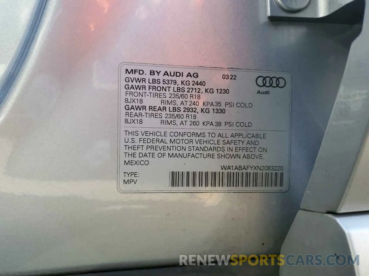 13 Фотография поврежденного автомобиля WA1ABAFYXN2083220 AUDI Q5 2022