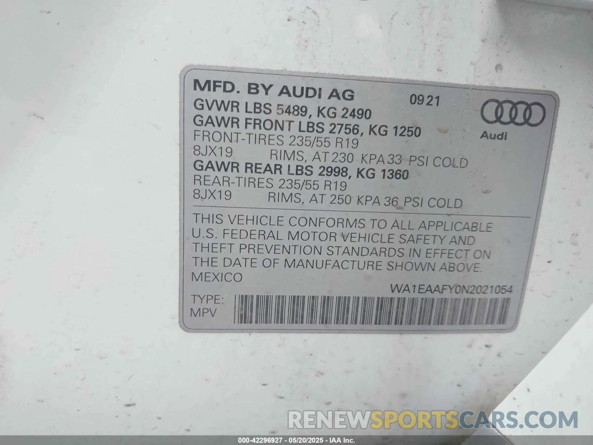 9 Фотография поврежденного автомобиля WA1EAAFY0N2021054 AUDI Q5 2022