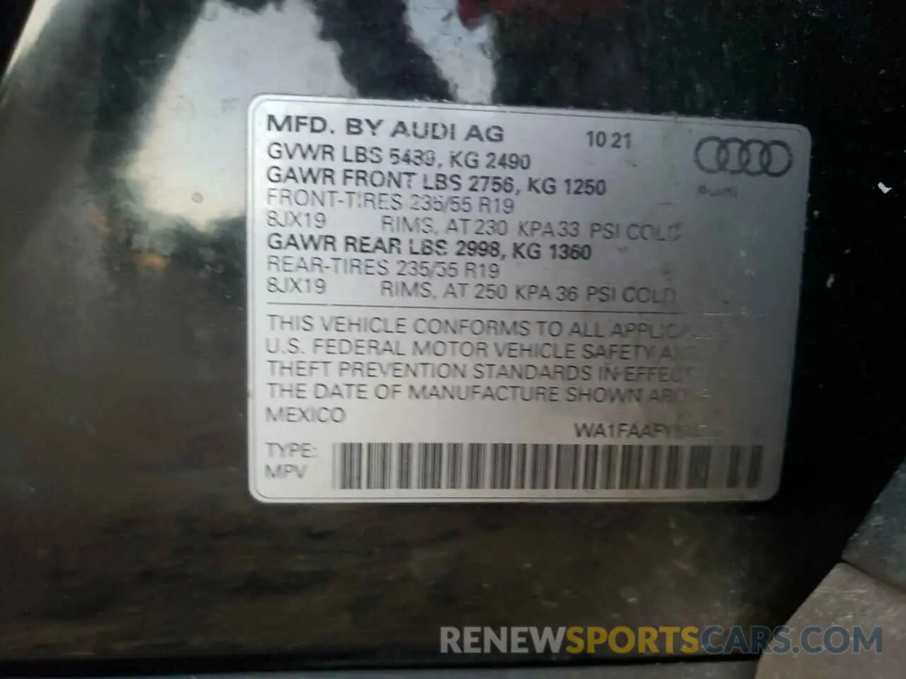 15 Photograph of a damaged car WA1FAAFY5N2027730 AUDI Q5 2022