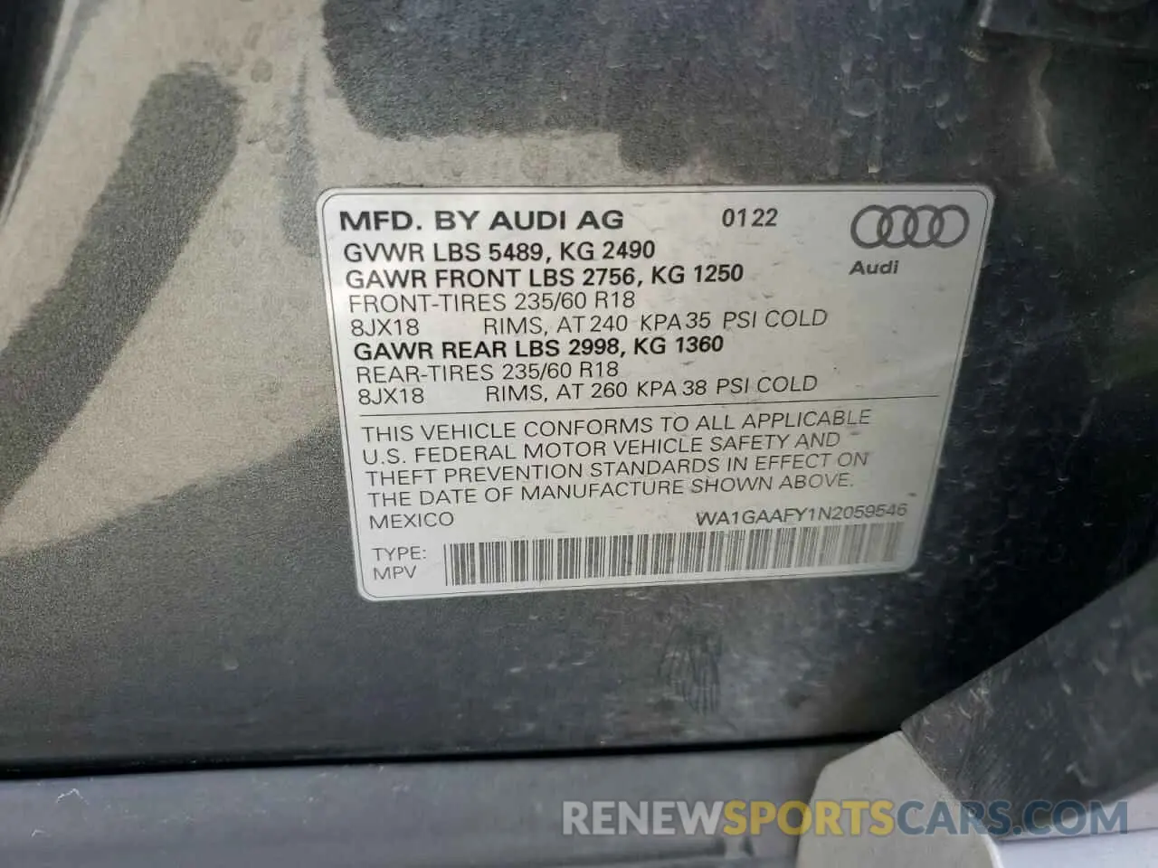 12 Photograph of a damaged car WA1GAAFY1N2059546 AUDI Q5 2022