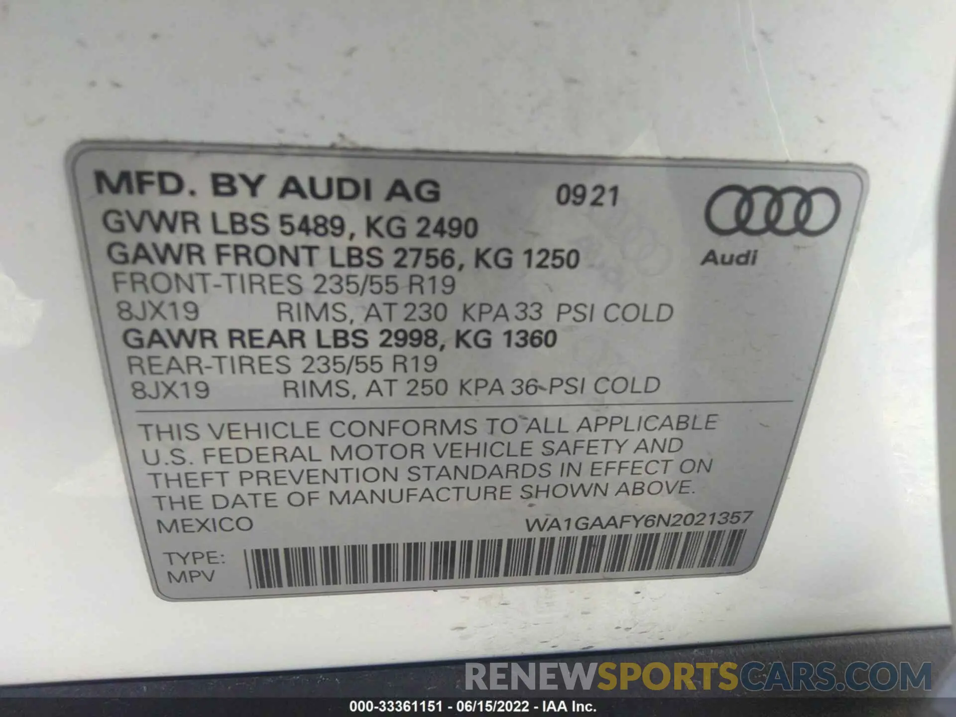 9 Фотография поврежденного автомобиля WA1GAAFY6N2021357 AUDI Q5 2022