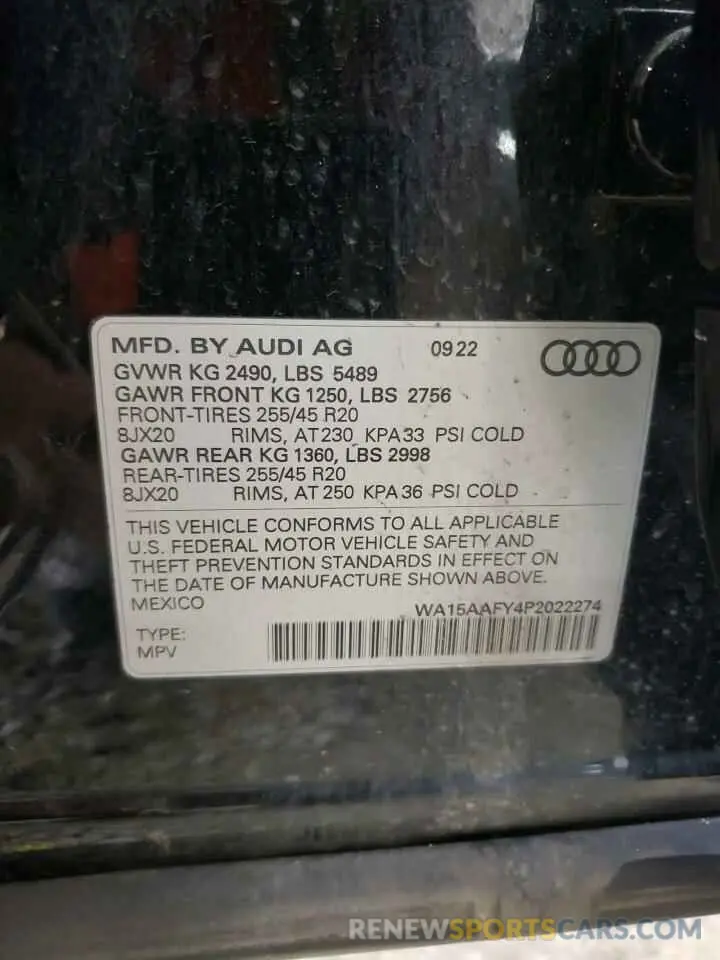 14 Photograph of a damaged car WA15AAFY4P2022274 AUDI Q5 2023