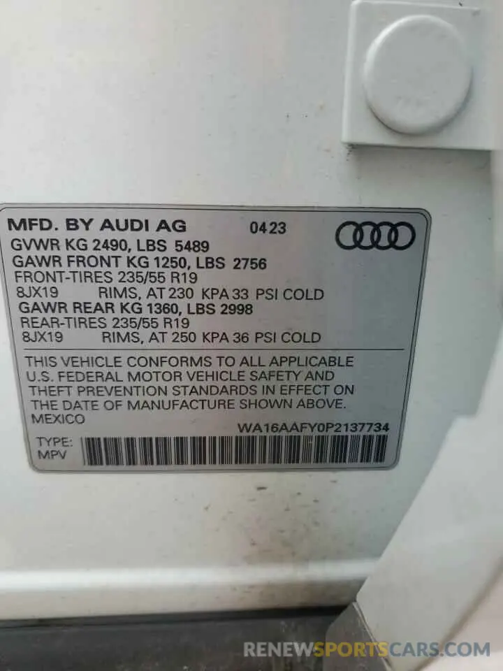 12 Photograph of a damaged car WA16AAFY0P2137734 AUDI Q5 2023