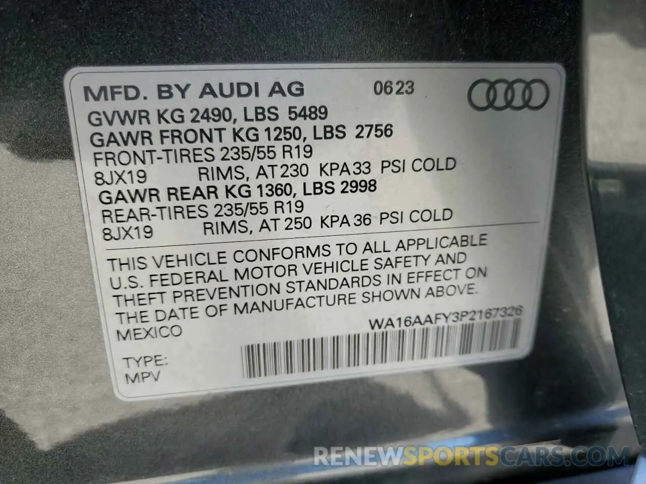 14 Фотография поврежденного автомобиля WA16AAFY3P2167326 AUDI Q5 2023