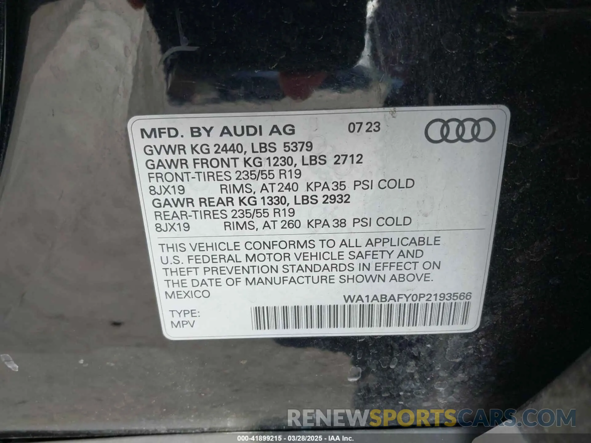 9 Фотография поврежденного автомобиля WA1ABAFY0P2193566 AUDI Q5 2023