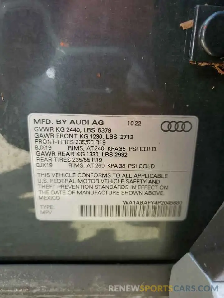 14 Фотография поврежденного автомобиля WA1ABAFY4P2045680 AUDI Q5 2023