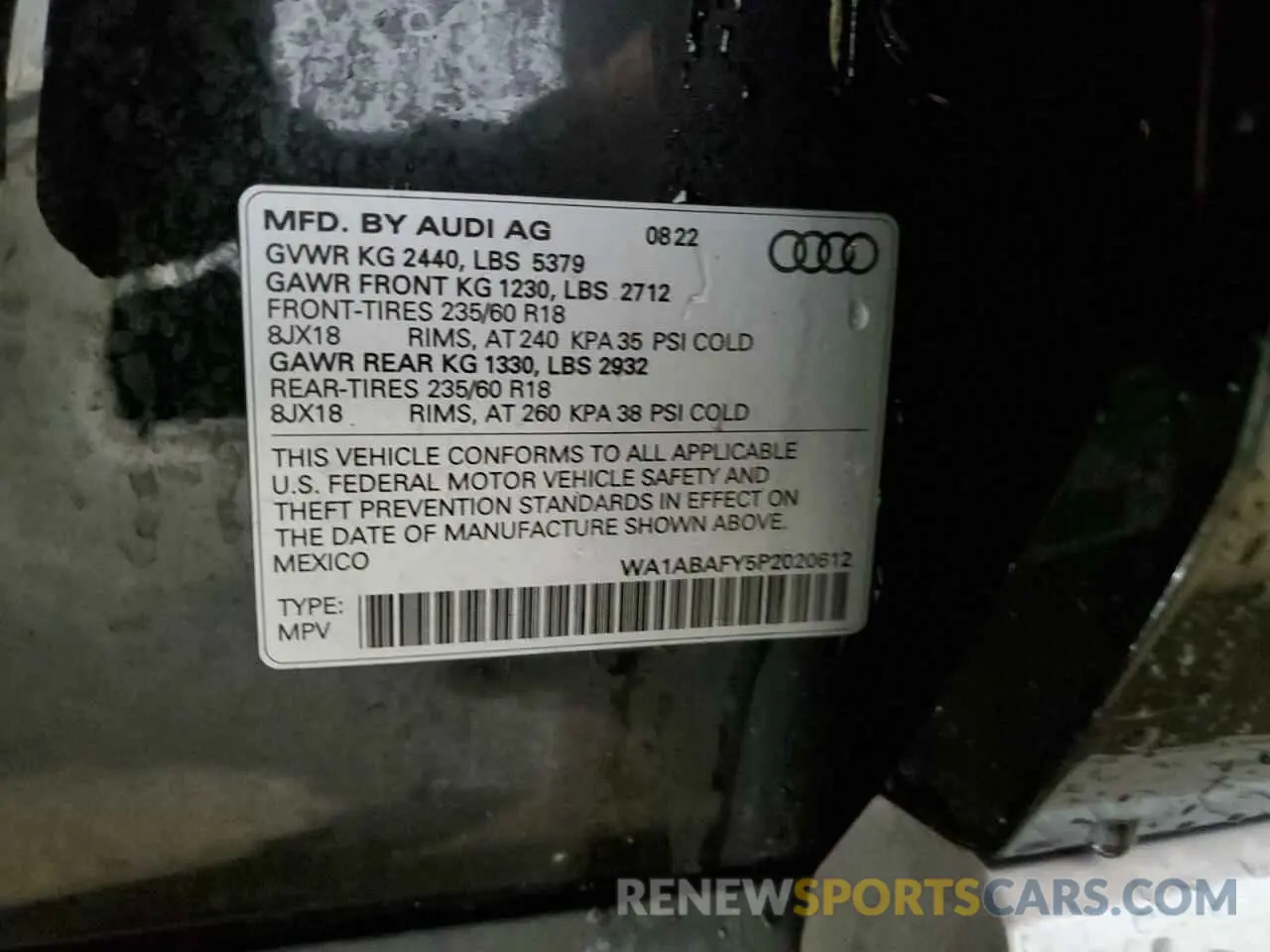 13 Photograph of a damaged car WA1ABAFY5P2020612 AUDI Q5 2023