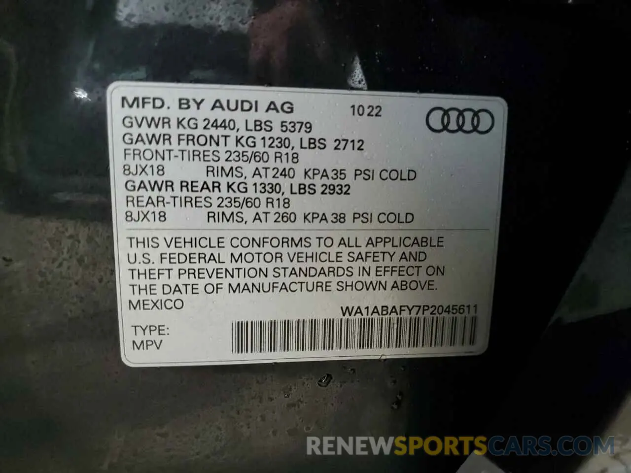 13 Photograph of a damaged car WA1ABAFY7P2045611 AUDI Q5 2023