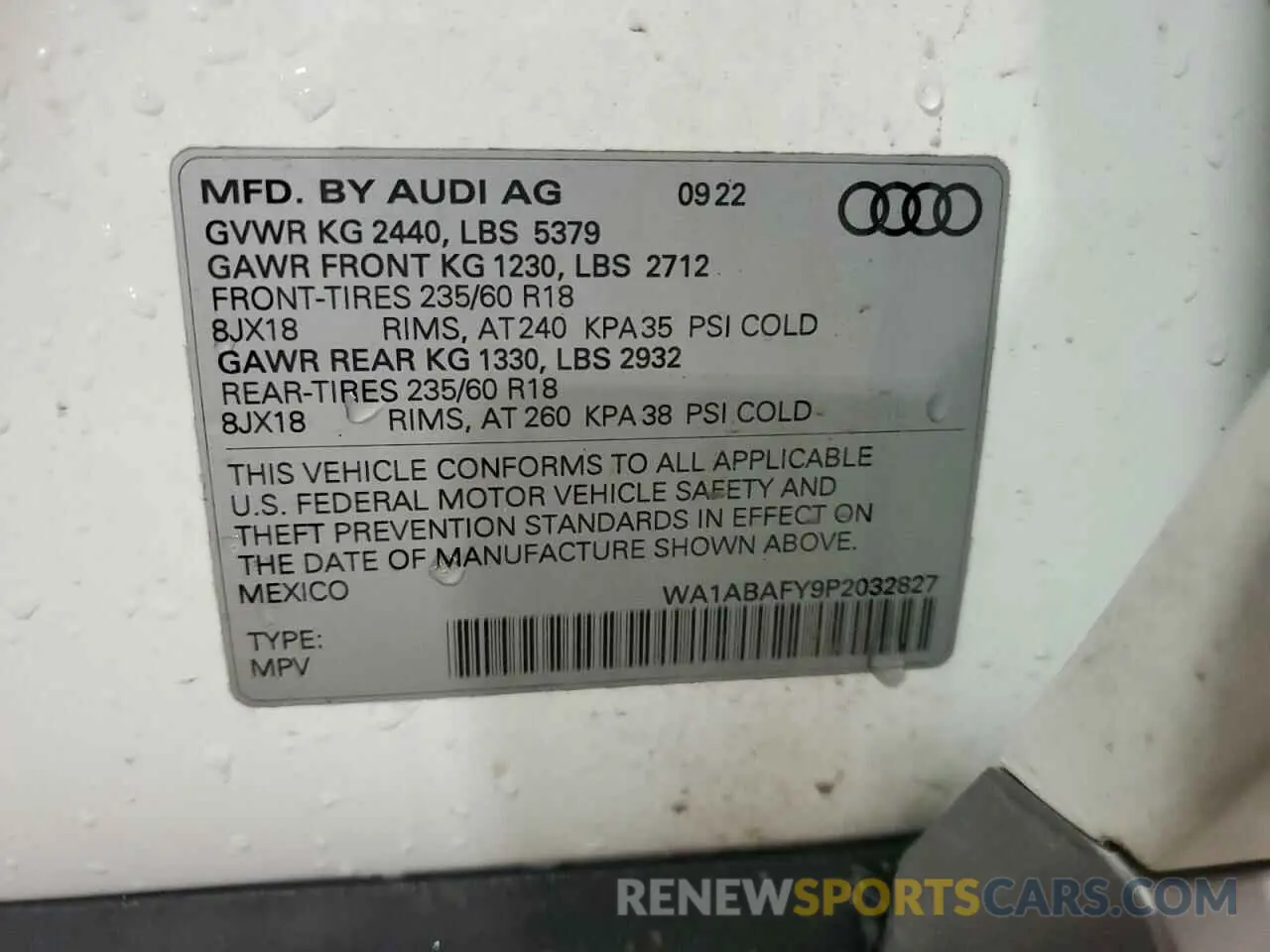 14 Фотография поврежденного автомобиля WA1ABAFY9P2032827 AUDI Q5 2023