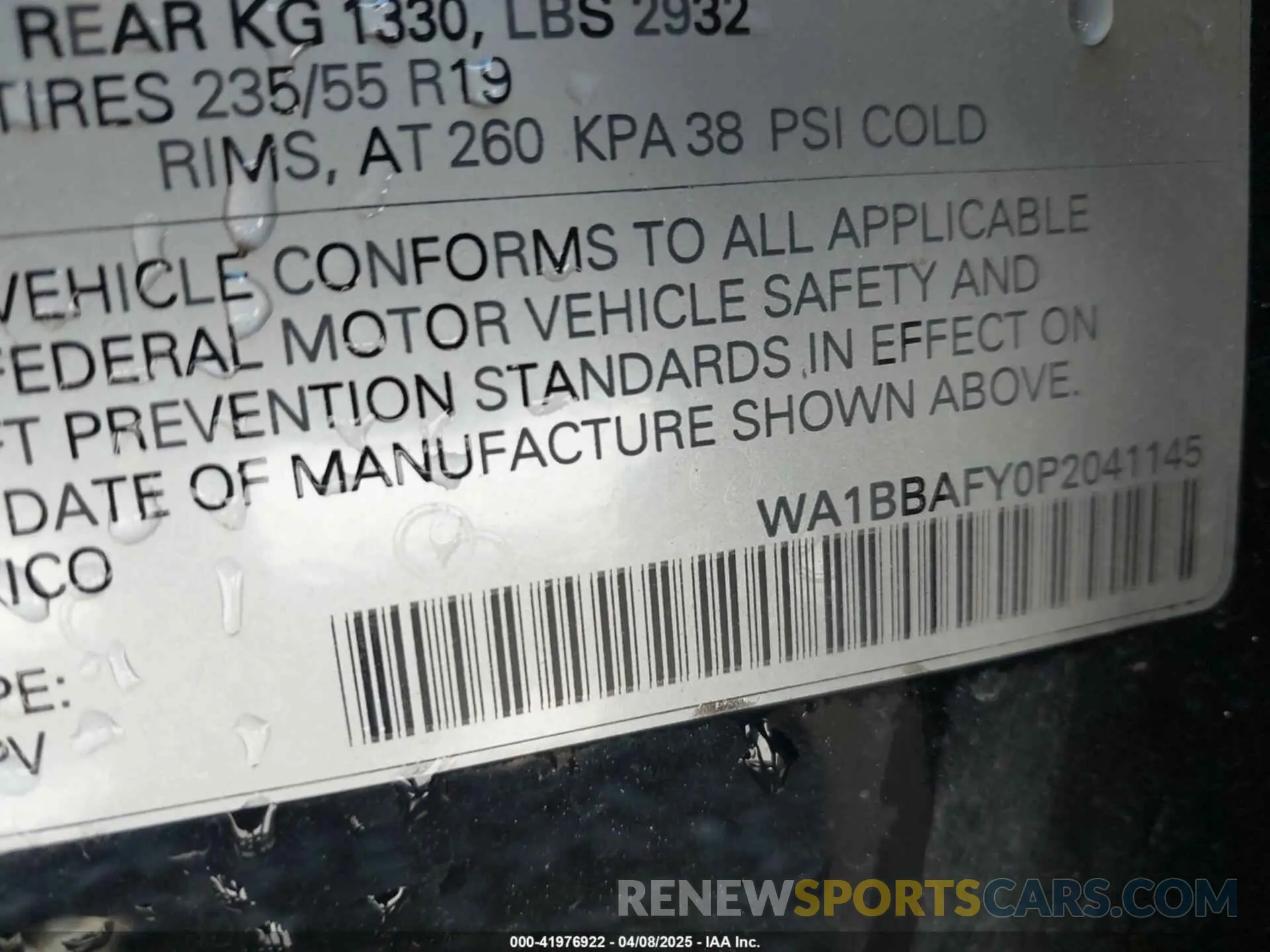 9 Фотография поврежденного автомобиля WA1BBAFY0P2041145 AUDI Q5 2023