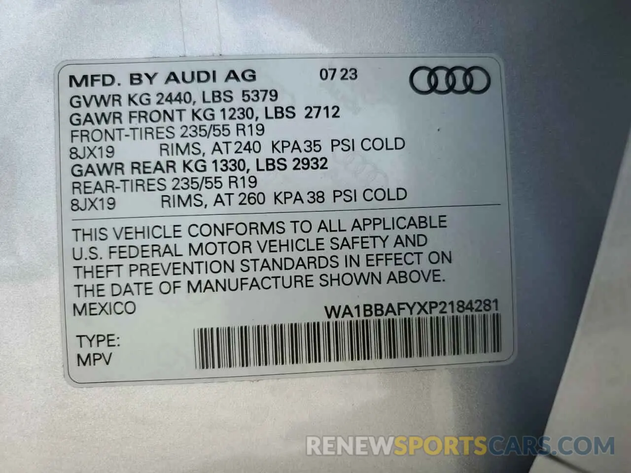 13 Photograph of a damaged car WA1BBAFYXP2184281 AUDI Q5 2023