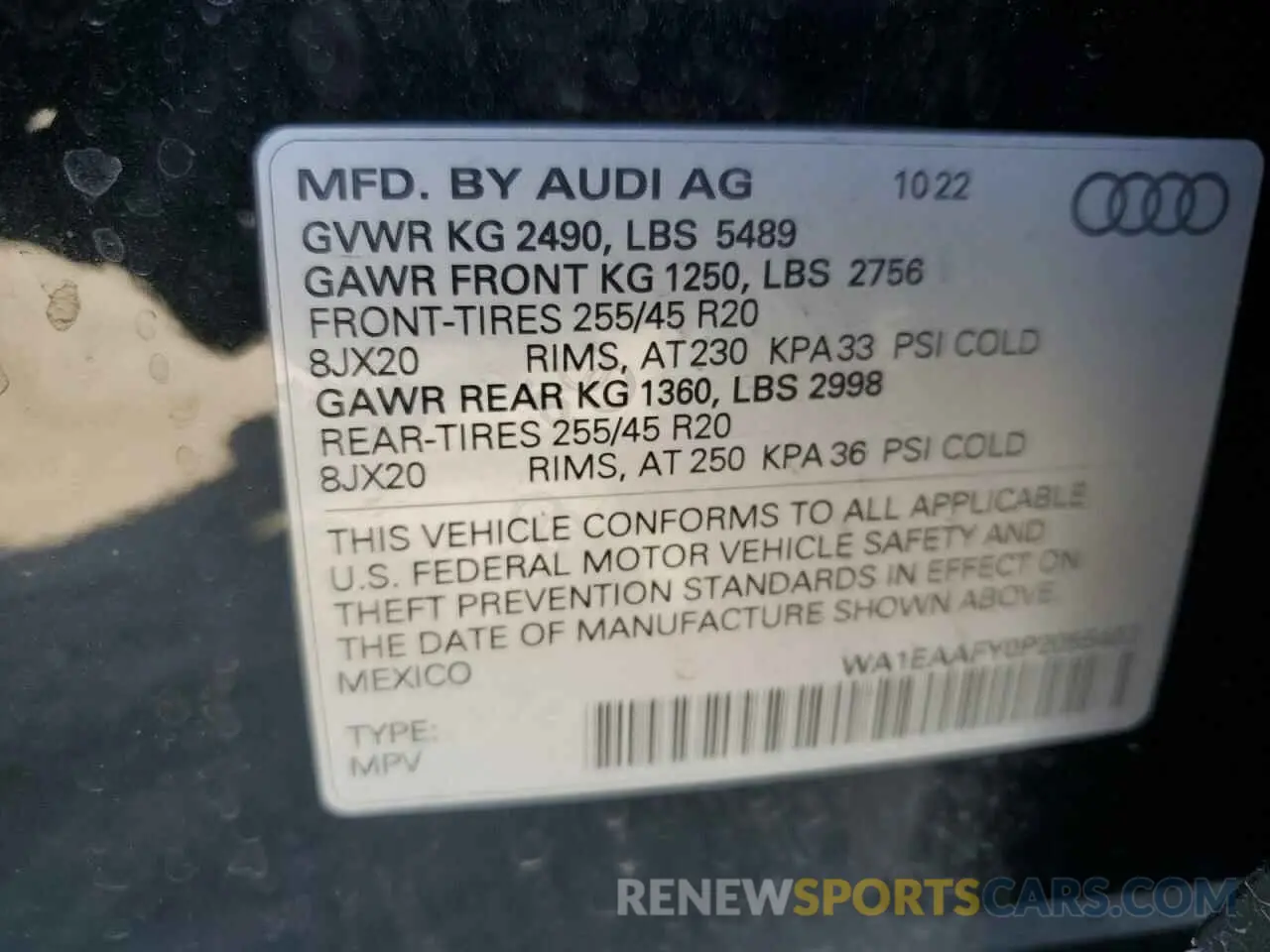 13 Photograph of a damaged car WA1EAAFY0P2055403 AUDI Q5 2023