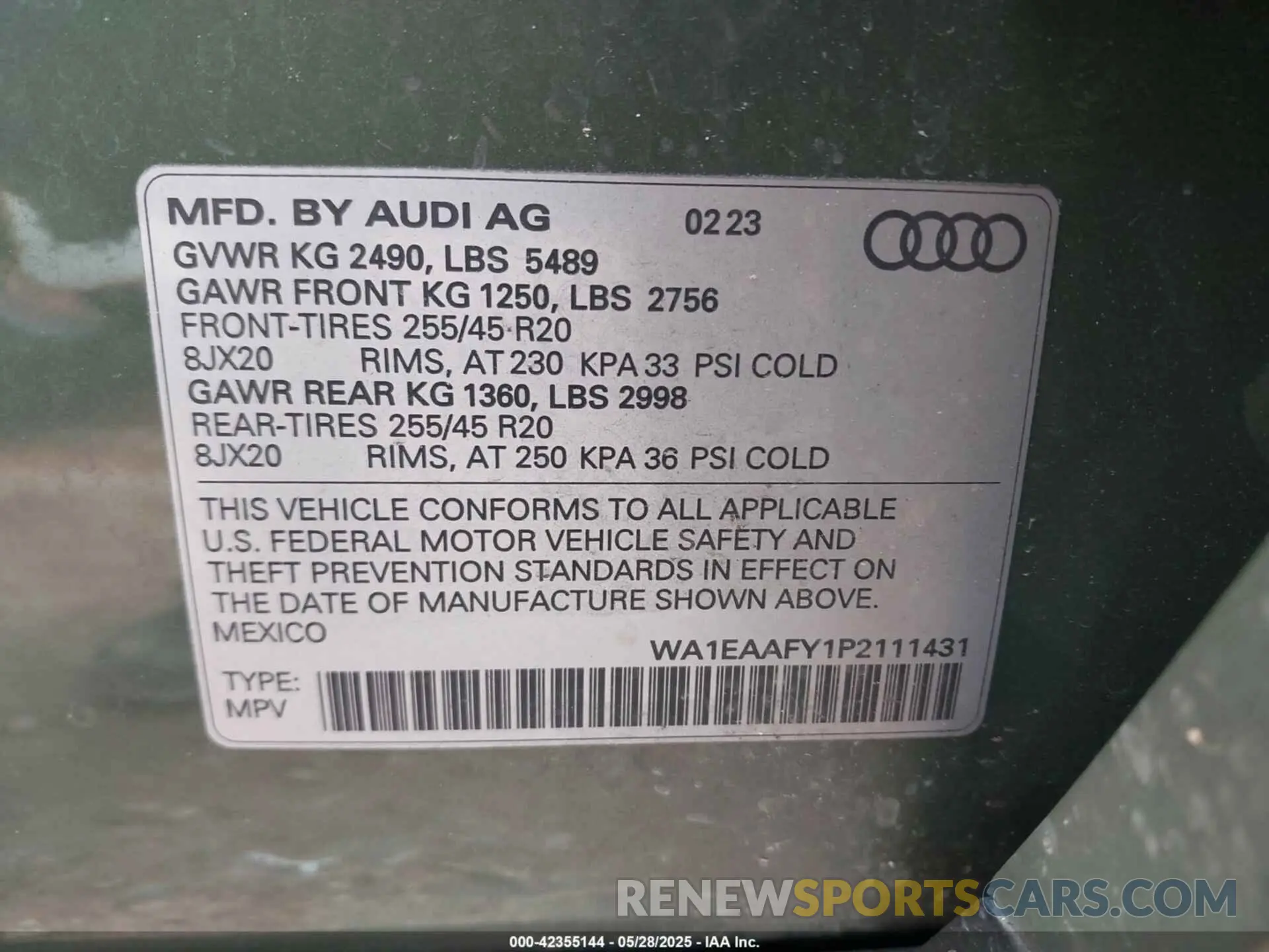 9 Фотография поврежденного автомобиля WA1EAAFY1P2111431 AUDI Q5 2023