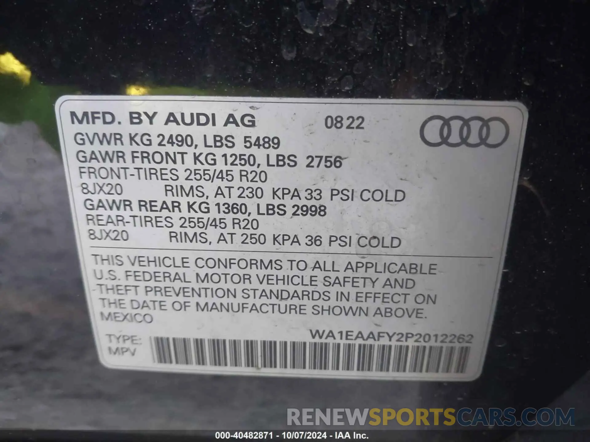 9 Фотография поврежденного автомобиля WA1EAAFY2P2012262 AUDI Q5 2023