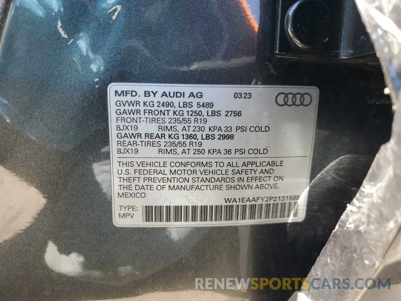 13 Фотография поврежденного автомобиля WA1EAAFY2P2131588 AUDI Q5 2023