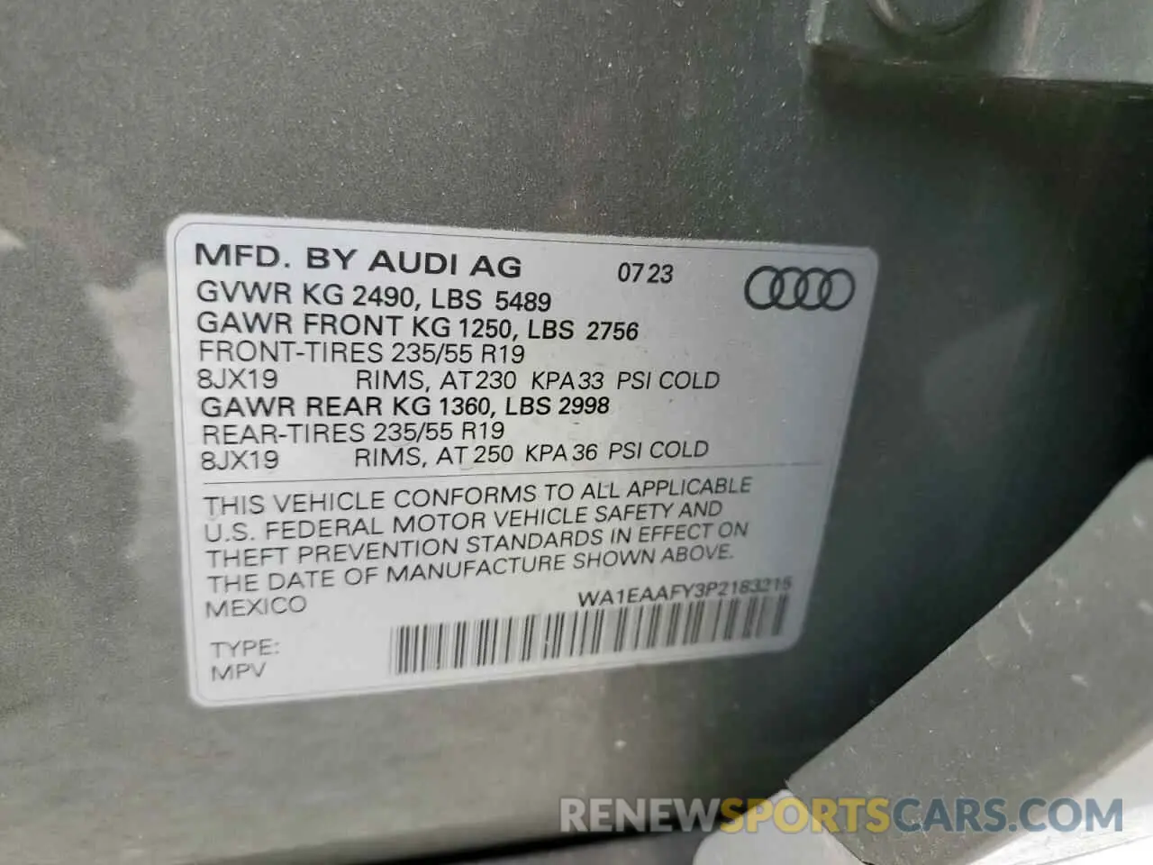 13 Фотография поврежденного автомобиля WA1EAAFY3P2183215 AUDI Q5 2023