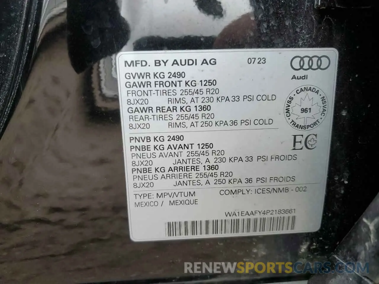 13 Photograph of a damaged car WA1EAAFY4P2183661 AUDI Q5 2023