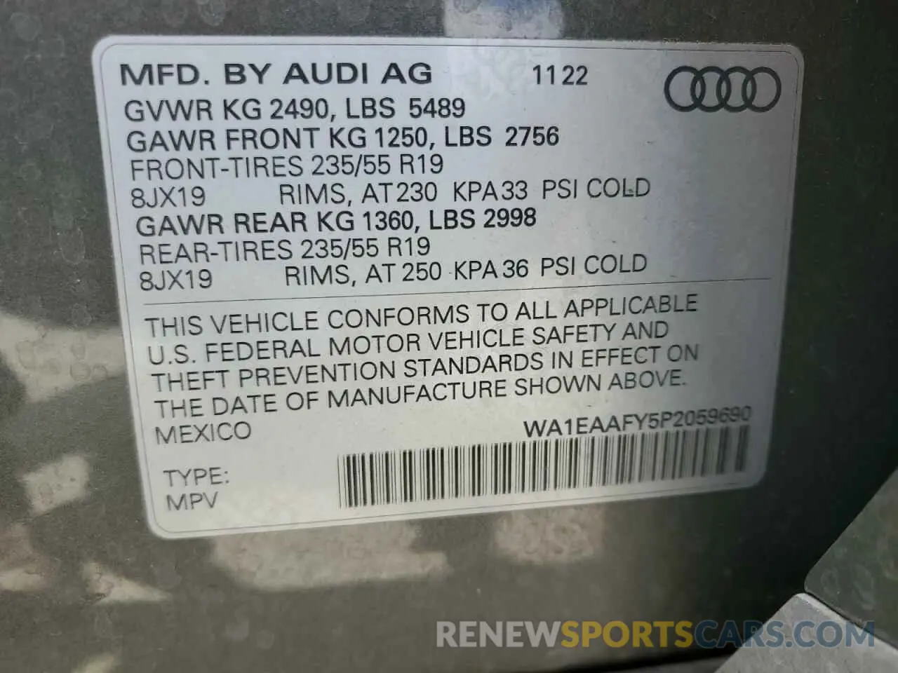 14 Фотография поврежденного автомобиля WA1EAAFY5P2059690 AUDI Q5 2023