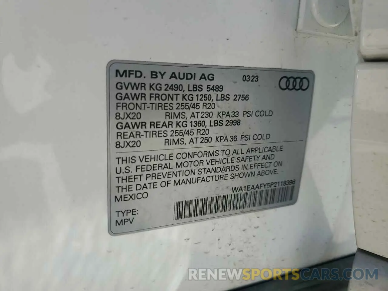 15 Фотография поврежденного автомобиля WA1EAAFY5P2118396 AUDI Q5 2023