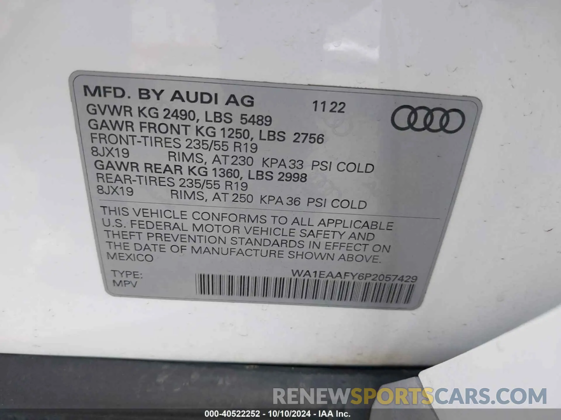 9 Photograph of a damaged car WA1EAAFY6P2057429 AUDI Q5 2023